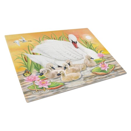 Carolines Treasures Carolines Treasures PRS4046LCB Mother Swan At Sunset Glass Cutting Board - Large PRS4046LCB